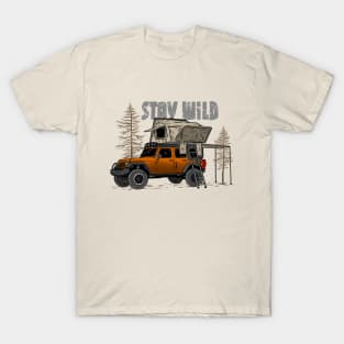 Stay Wild Jeep Camp - Adventure Orange Jeep Camp Stay Wild for Outdoor Jeep enthusiasts T-Shirt